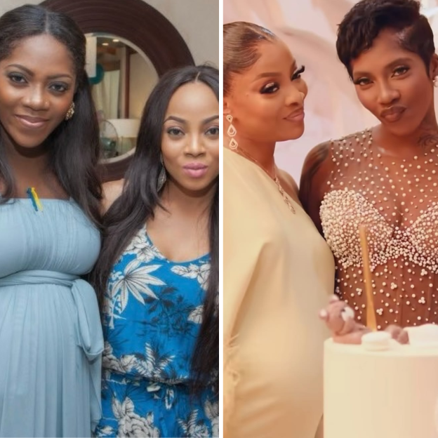 This Throwback Photo of Tiwa Savage & Toke Makinwa Is a Beautiful Full-Circle Baby Bump Moment