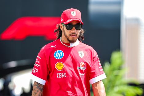 Lewis Hamilton in a Ferrari shirt.