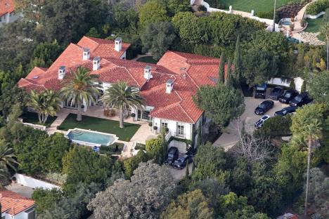 Aerial view of the Beckham's Beverly Hills mansion.
