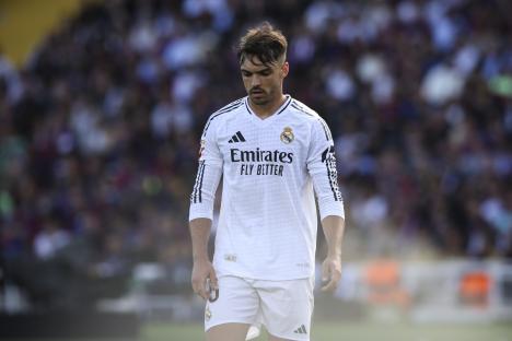 Raul Asencio of Real Madrid during a LaLiga match.