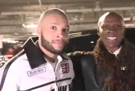 Chris Eubank Jr looks surprised as dad Sr arrives to support him against Conor Benn despite publicly criticising son
