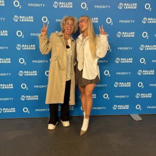 Alisha Lehmann and her mother at a Baller League event.
