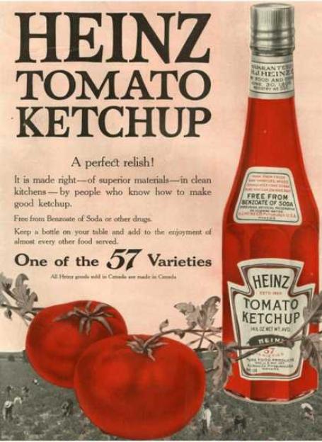 This 1931 advert shows the 57 varieties slogan that is still used today
