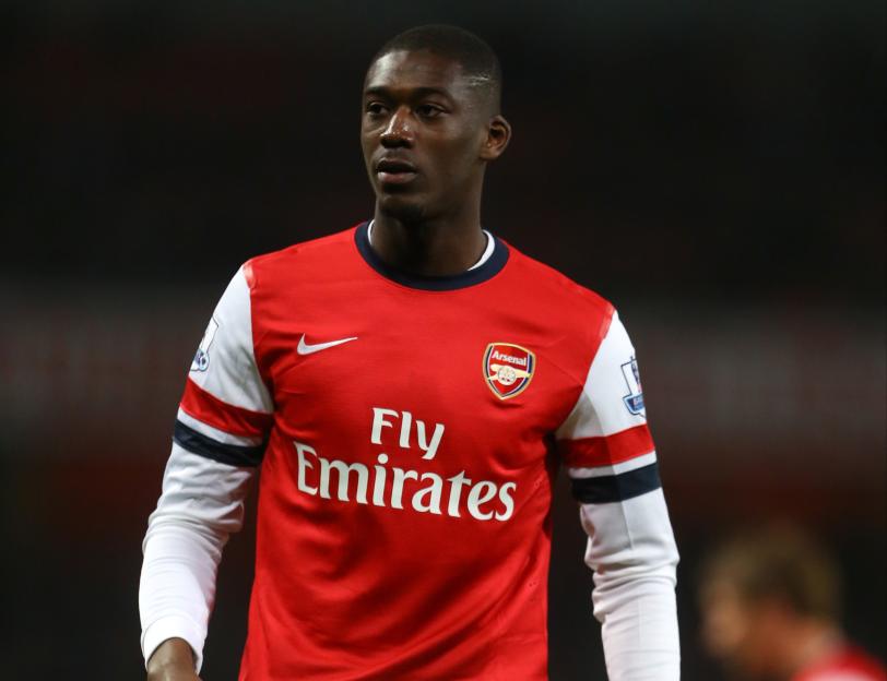 Yaya Sanogo of Arsenal in soccer uniform.