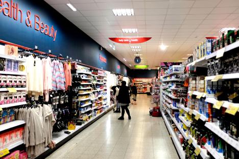 Interior view of a Home Bargains supermarket.