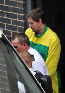 Mark Bridger leaving Mold Crown Court after being found guilty of murdering five-year-old April Jones.