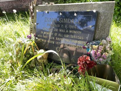 Memorial stone for Diane Sindall, murdered August 2, 1986.