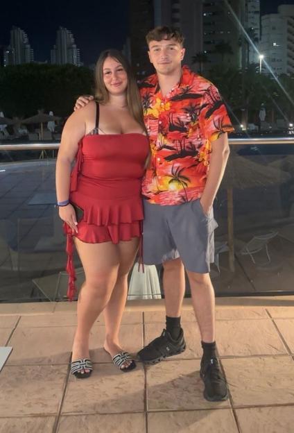 Samantha Shaw, 19, with boyfriend Sam Kent, 22, on holiday in Benidorm.