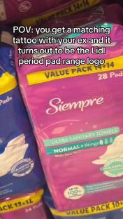 Lidl sanitary pads with the Siempre logo.