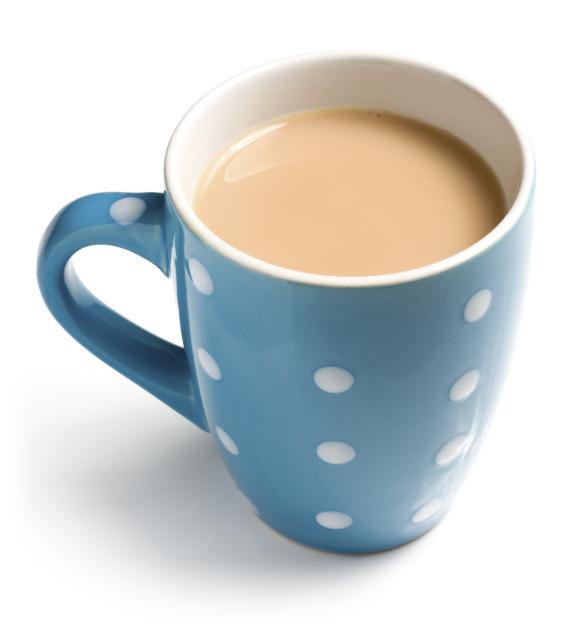 Mug of English breakfast tea with milk.