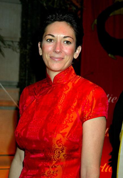 Ghislaine Maxwell in a red dress.