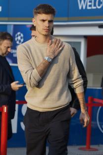 Romeo Beckham at a UEFA Champions League semi-final match.