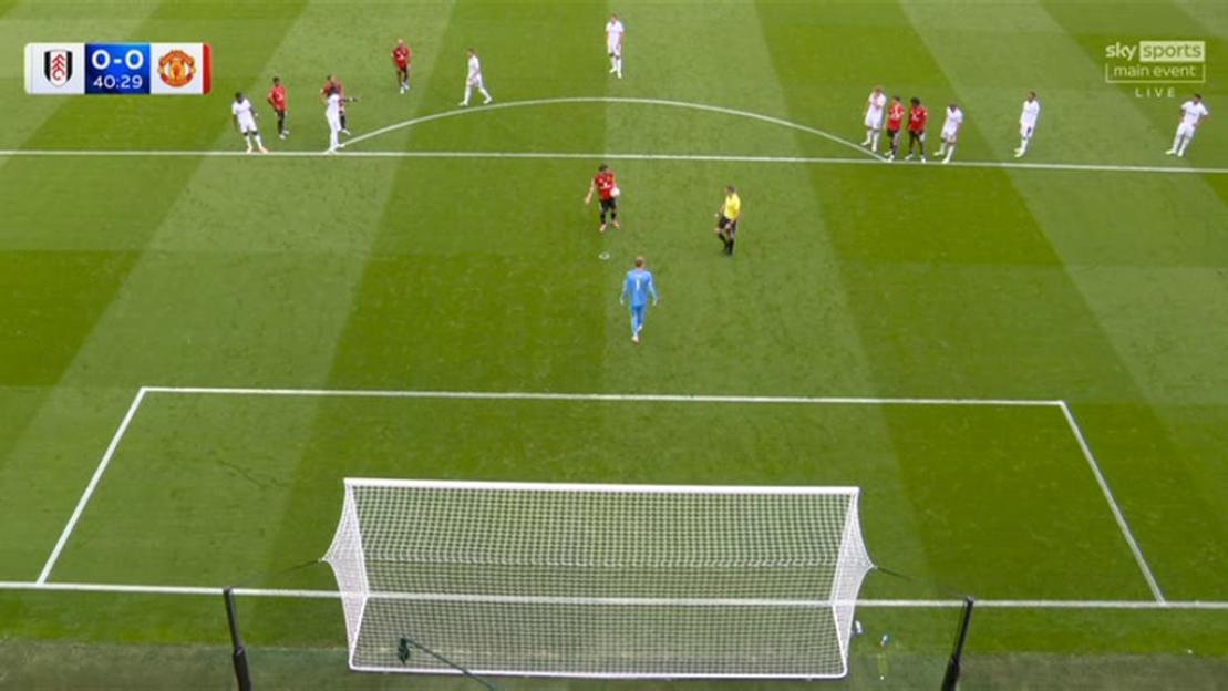 Soccer player about to take a penalty kick.