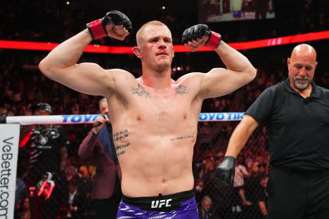 Ian Machado Garry celebrates his UFC victory.