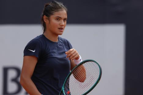 Emma Raducanu at a tennis training session.