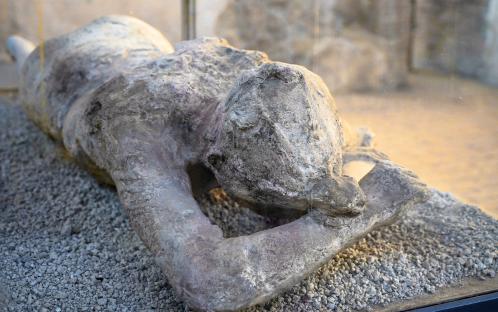 Body cast of a Pompeii victim.