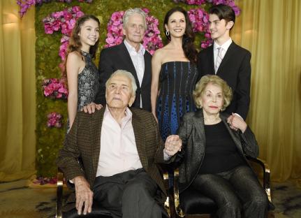Kirk Douglas and his family at his 100th birthday party.