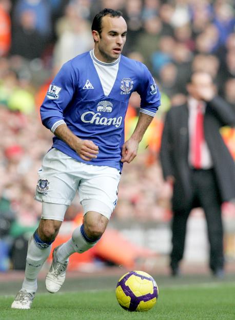 Landon Donovan playing for Everton against Liverpool.