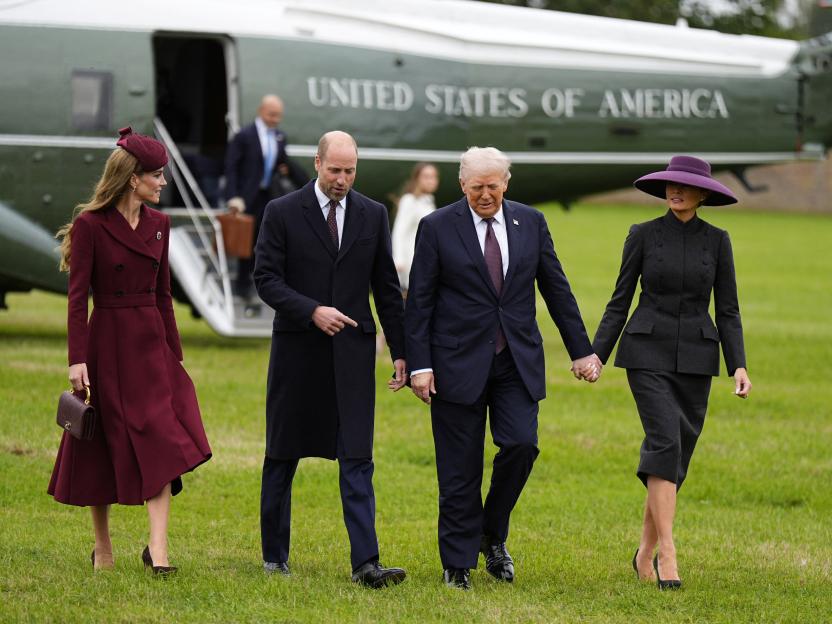 The Prince and Princess of Wales receive US President Donald Trump and First Lady Melania Trump at Windsor Castle.