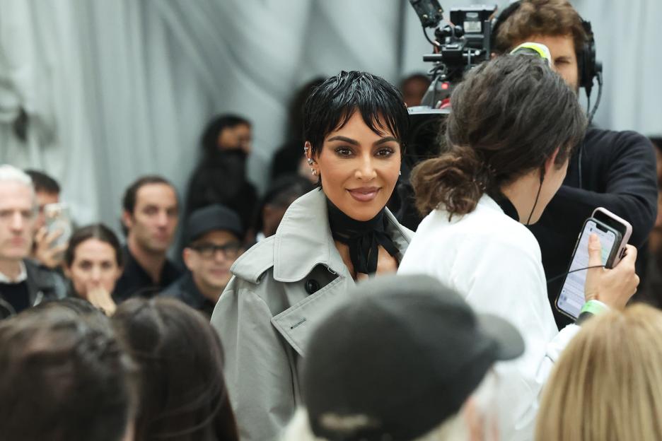 Kim Kardashian attends the Maison Margiela Womenswear Spring/Summer 2026 show at Paris Fashion Week.