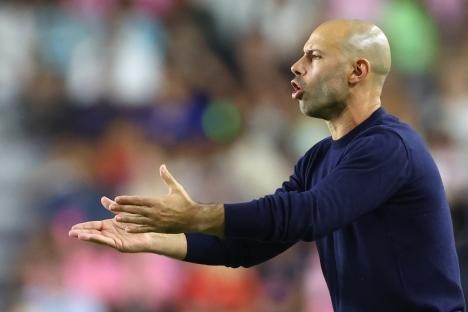 Javier Mascherano, head coach of Inter Miami CF, coaching during a match.