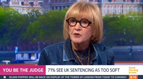 Anne Robinson on Good Morning Britain discussing UK sentencing.