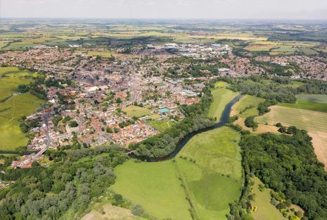 Aerial view of Sudbury, Suffolk.
