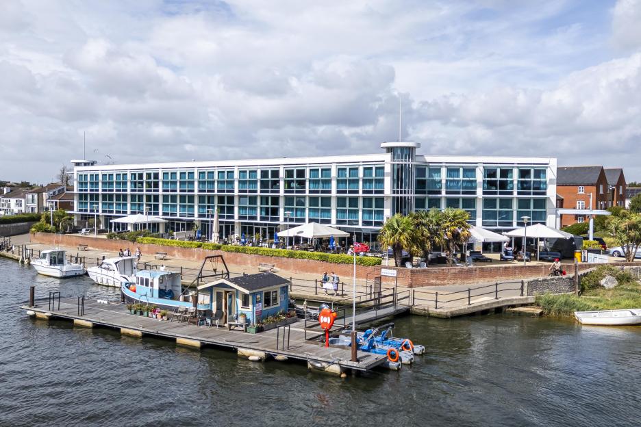 Captain's Club Hotel & Spa overlooking the River Stour in Christchurch.
