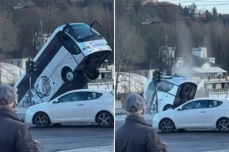 Horror moment tour coach plunges into river killing driver on primary school trip as shocked onlookers watch on