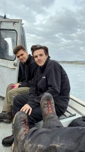 David Beckham's sons, Cruz and Romeo, on a fishing trip.