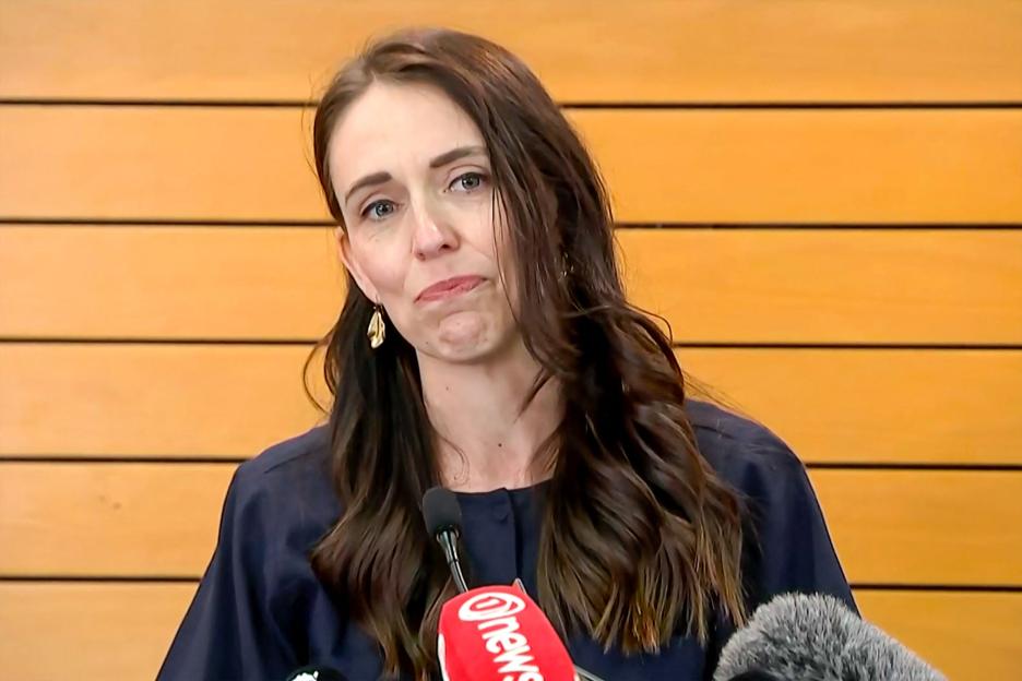 Jacinda Ardern announcing her resignation.