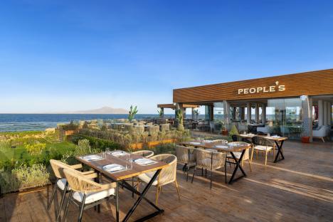 Outdoor restaurant, People's, overlooking the sea.
