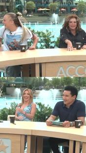 Collage of JoJo Siwa and others on a talk show.