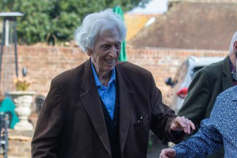 Doctor Who legend, 91, spotted on rare outing as he meets friends for lunch in Rye