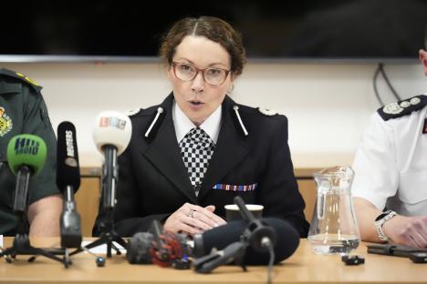 Merseyside Police's Assistant Chief Constable giving a press conference.