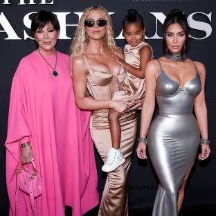 Kris Jenner, Khloe Kardashian, True Thompson, and Kim Kardashian at the premiere of Hulu's