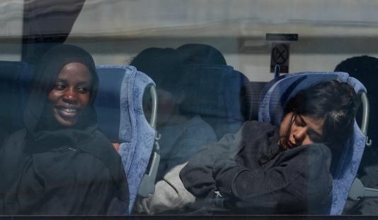 Migrants on a bus in Dover.