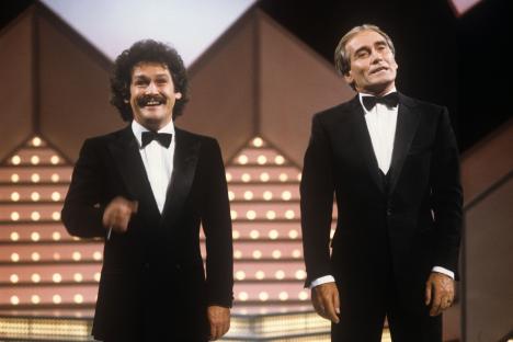 Photo of Bobby Ball and Tommy Cannon on Cannon and Ball Series 6, 1984.