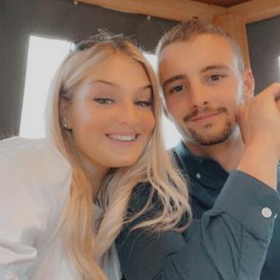 Harriet Cowan and her rugby player boyfriend.