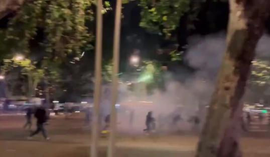 Real Betis and Fiorentina fans clashing.