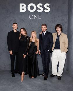 The Beckham family at a Boss event.