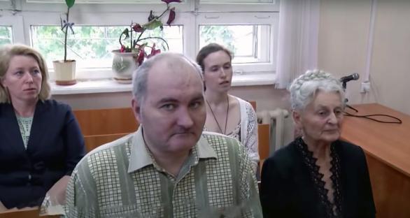 Anatoly Moskvin, the man accused of mummifying 26 girls, in court.