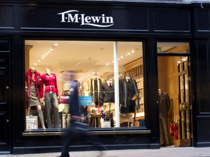 TM Lewin shirtmakers shop window in London.