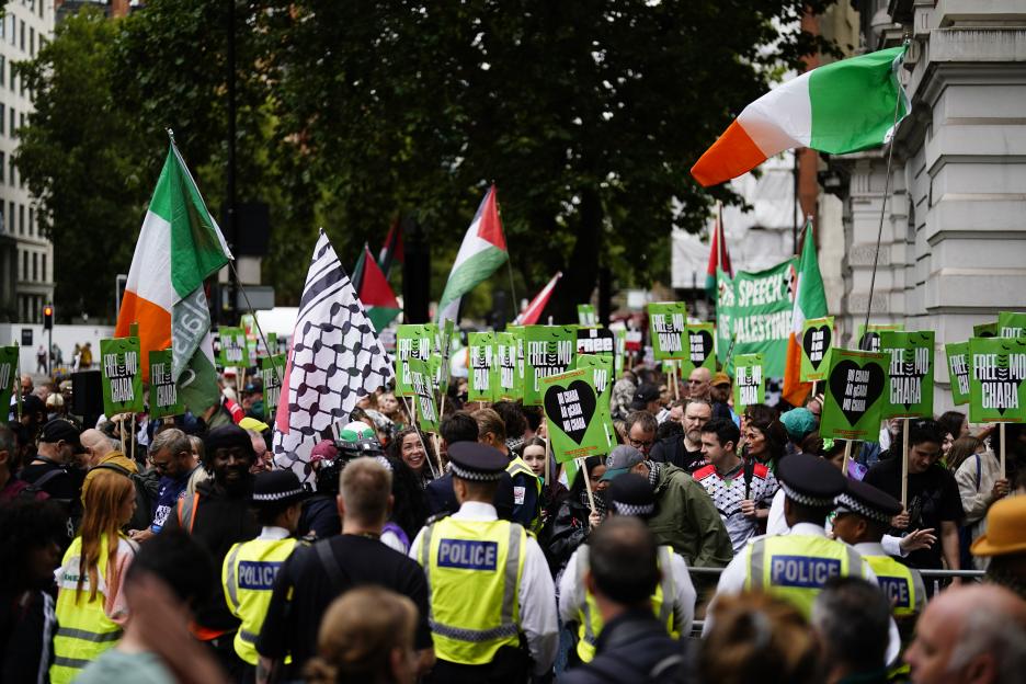 Protest outside Westminster Magistrates' Court for Liam Og O hAnnaidh.