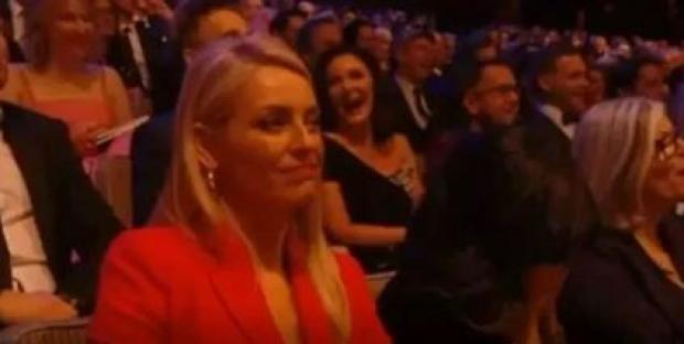 Tess Daley appearing unimpressed.