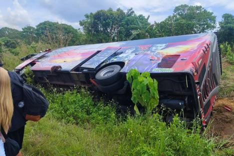 Brit tourists among dozens injured in horror bus crash as coach flipped over & ended up laying on side in Thailand