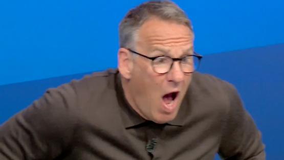 Paul Merson suffers awkward wardrobe malfunction live on Sky Sports as he jumps up to celebrate Arsenal goal