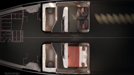 Illustration of Airbus A350 super first-class suites.