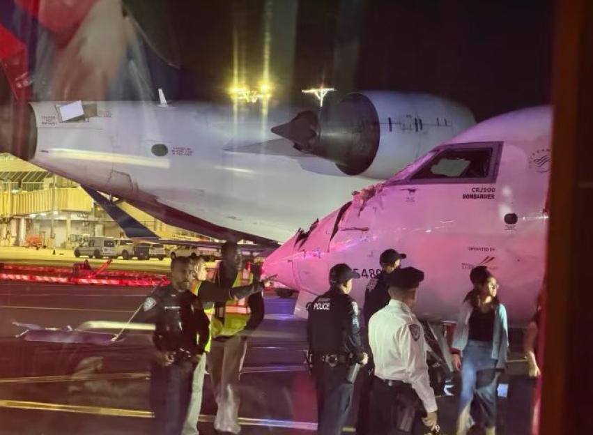 Two Planes Collide at LaGuardia Airport: Shocking Footage Reveals Damaged Wing and One Injury