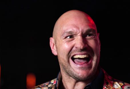 Close-up of Tyson Fury shouting.